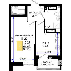 1-к квартира, вторичка, 34м2, 2/25 этаж