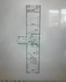 2-к квартира, вторичка, 47м2, 14/18 этаж