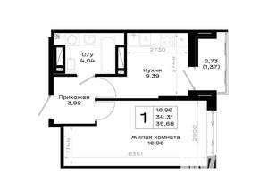 1-к квартира, вторичка, 36м2, 14/20 этаж