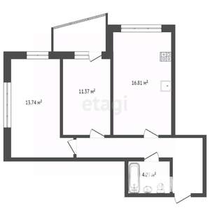 2-к квартира, вторичка, 58м2, 20/25 этаж