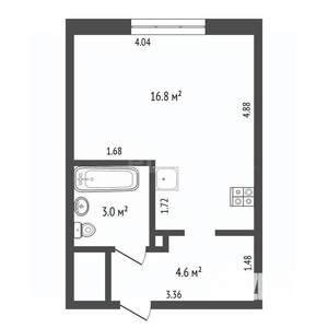 Студия квартира, вторичка, 24м2, 1/20 этаж