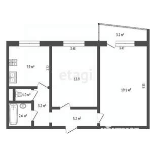 2-к квартира, вторичка, 53м2, 3/11 этаж
