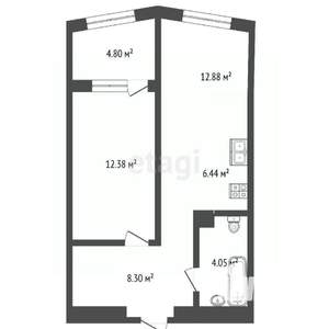 1-к квартира, вторичка, 47м2, 24/25 этаж