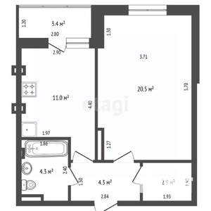 1-к квартира, вторичка, 44м2, 1/10 этаж