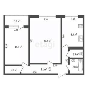 2-к квартира, вторичка, 51м2, 7/9 этаж