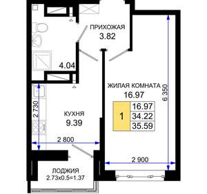 1-к квартира, вторичка, 36м2, 25/25 этаж