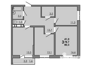 3-к квартира, вторичка, 80м2, 7/16 этаж