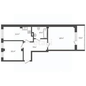 2-к квартира, вторичка, 55м2, 7/14 этаж