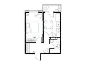 1-к квартира, вторичка, 38м2, 9/25 этаж