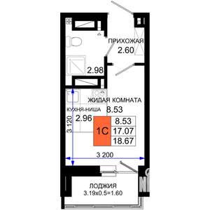 Студия квартира, вторичка, 19м2, 25/25 этаж