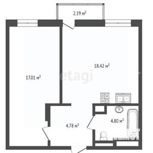 1-к квартира, вторичка, 35м2, 3/25 этаж