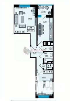 2-к квартира, вторичка, 56м2, 20/24 этаж