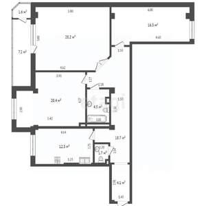 3-к квартира, вторичка, 111м2, 6/19 этаж