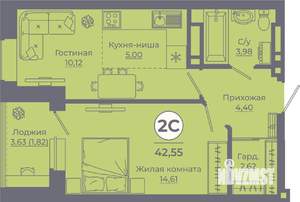 2-к квартира, вторичка, 42м2, 23/24 этаж