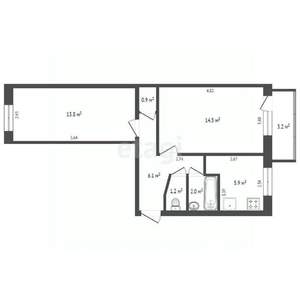 2-к квартира, вторичка, 49м2, 5/5 этаж