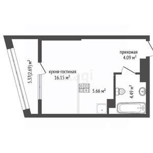 Студия квартира, вторичка, 33м2, 9/25 этаж