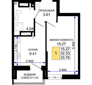 1-к квартира, вторичка, 34м2, 23/25 этаж
