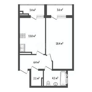1-к квартира, вторичка, 51м2, 19/24 этаж