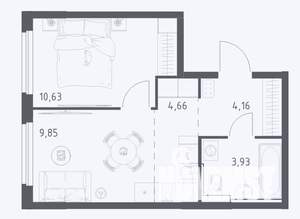 1-к квартира, строящийся дом, 33м2, 3/14 этаж