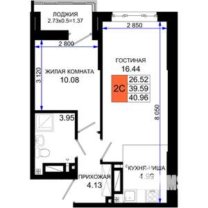 1-к квартира, вторичка, 41м2, 15/25 этаж