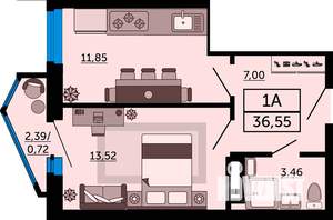 1-к квартира, вторичка, 37м2, 2/24 этаж