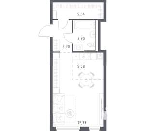Студия квартира, вторичка, 35м2, 4/17 этаж
