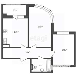 2-к квартира, вторичка, 52м2, 2/22 этаж