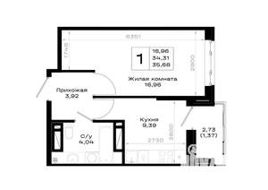 1-к квартира, вторичка, 36м2, 14/20 этаж