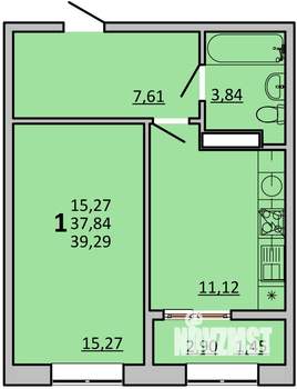 1-к квартира, вторичка, 39м2, 4/22 этаж