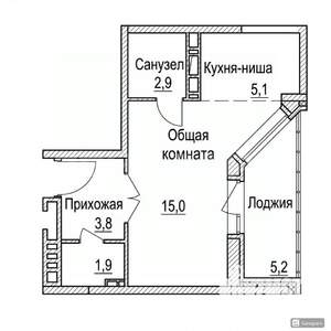 Студия квартира, вторичка, 34м2, 4/6 этаж
