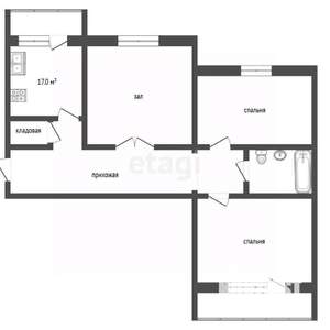 2-к квартира, вторичка, 77м2, 10/10 этаж