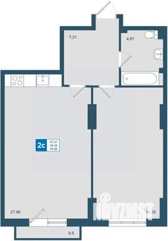 2-к квартира, строящийся дом, 60м2, 8/24 этаж