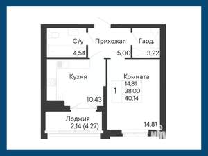 1-к квартира, вторичка, 40м2, 8/8 этаж