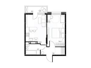 2-к квартира, вторичка, 39м2, 3/25 этаж