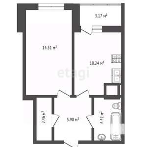 1-к квартира, вторичка, 41м2, 13/21 этаж