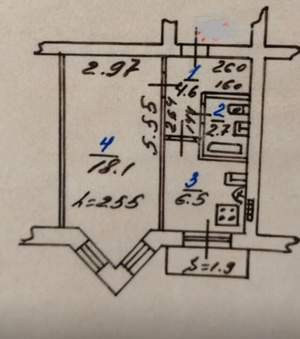 1-к квартира, вторичка, 33м2, 5/5 этаж
