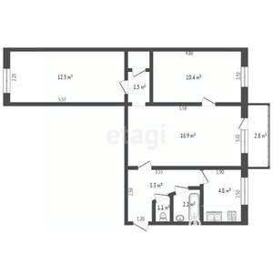 3-к квартира, вторичка, 56м2, 5/5 этаж