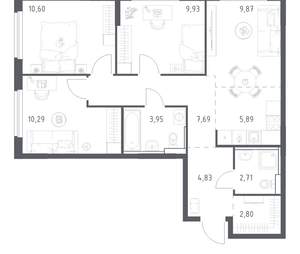 3-к квартира, вторичка, 69м2, 4/17 этаж