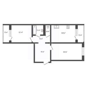 2-к квартира, вторичка, 65м2, 12/17 этаж