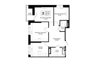 3-к квартира, вторичка, 65м2, 13/20 этаж