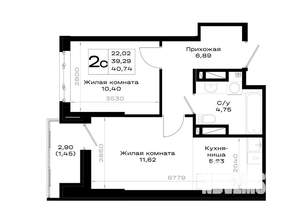 1-к квартира, вторичка, 41м2, 8/20 этаж