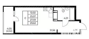 Студия квартира, вторичка, 30м2, 22/25 этаж