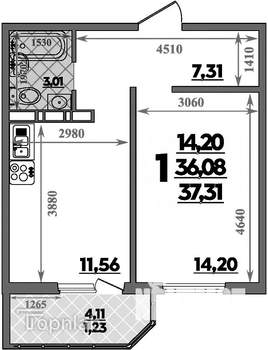 1-к квартира, вторичка, 37м2, 12/17 этаж