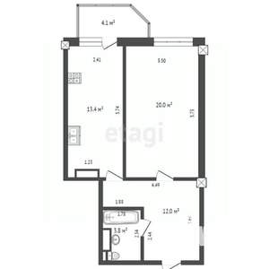 1-к квартира, вторичка, 53м2, 14/17 этаж