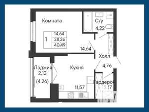 1-к квартира, вторичка, 40м2, 3/8 этаж