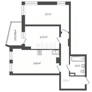 2-к квартира, вторичка, 58м2, 10/25 этаж