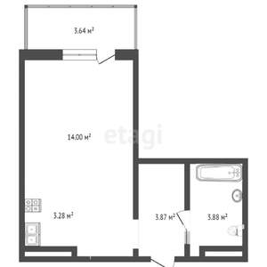 Студия квартира, вторичка, 26м2, 9/18 этаж