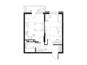 1-к квартира, вторичка, 39м2, 22/25 этаж