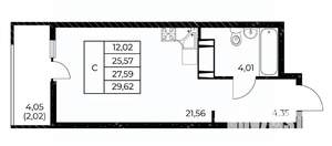 Студия квартира, вторичка, 30м2, 19/25 этаж