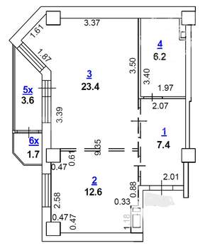 1-к квартира, сданный дом, 52м2, 5/17 этаж